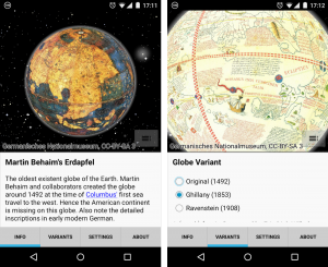 El globo virtual de Martin Behaim para Android