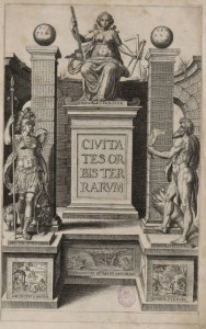 Figura 1. Frontispicio de la primera edición del Civitates Orbis Terrarum, de 1572. Biblioteca Nacional de España