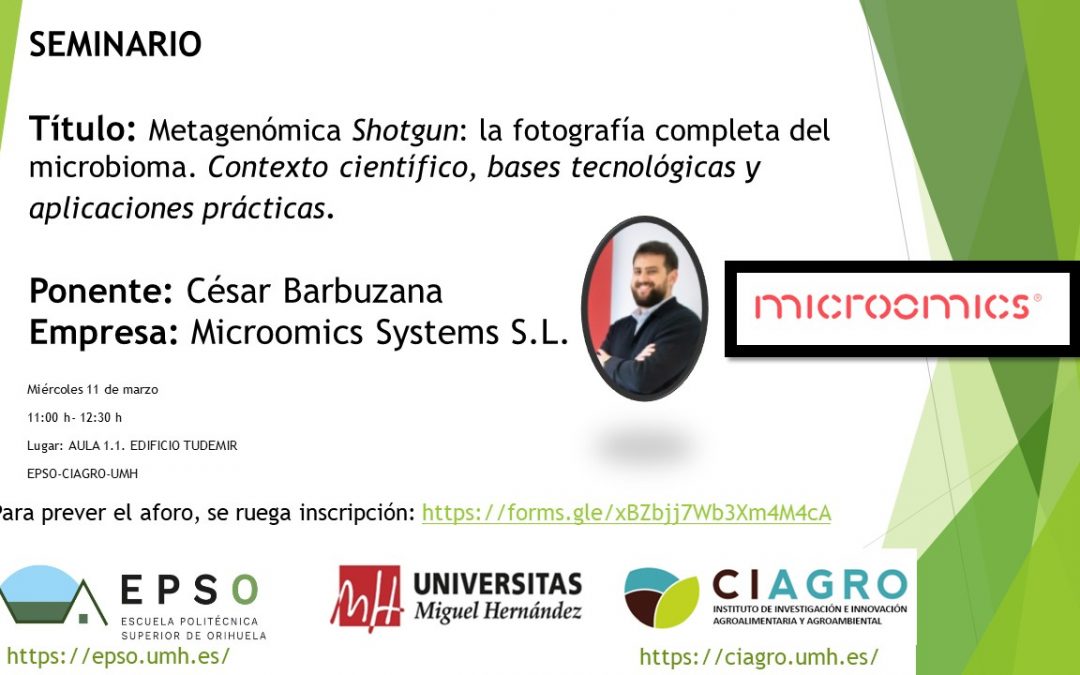 Seminario «Metagenómica Shotgun: la fotografía completa del microbioma. Contexto científico, bases tecnológicas y aplicaciones prácticas»